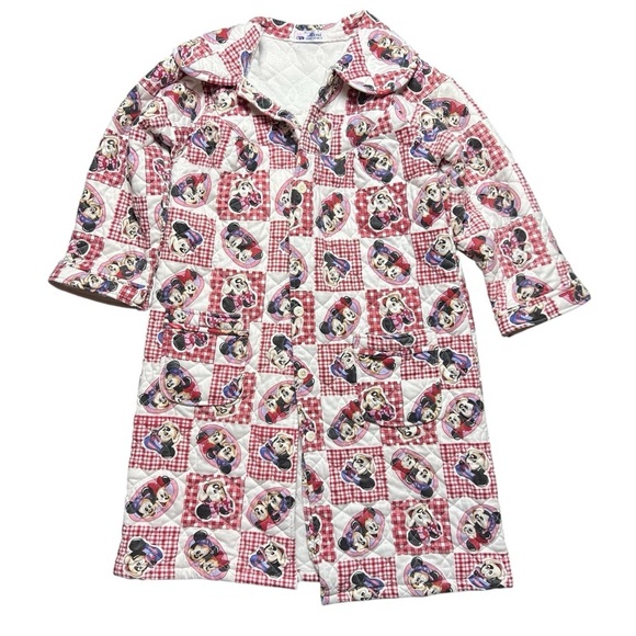 Vintage 80s Mickey Mouse And Minnie Overcoat Long Quilted Jacket - Picture 1 of 6